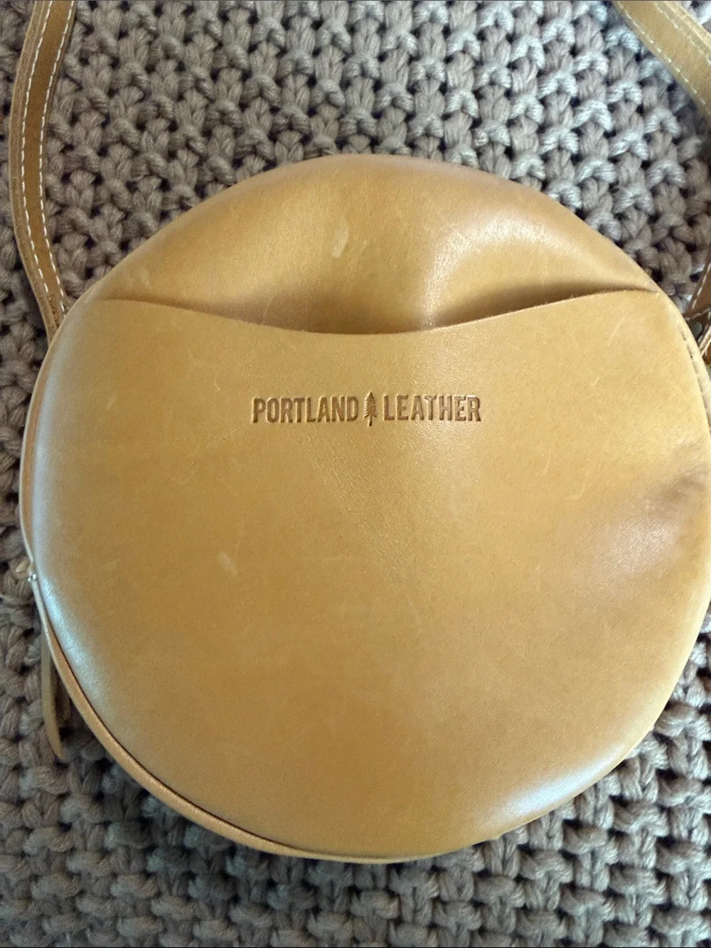 Portland Leather Round Crossbody in Mustard Yellow